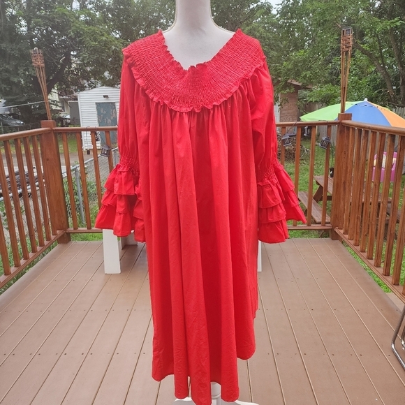 Ft Inc Women's  Red relaxed fit  Long sleeves Off Shouldes Flare midi dress L - Picture 8 of 13